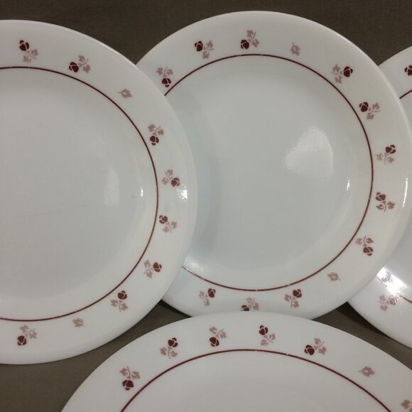 Vintage Corelle Burgundy Rose Bread Dessert Plates Set of 4, 6.75 in each - Picture 5 of 5